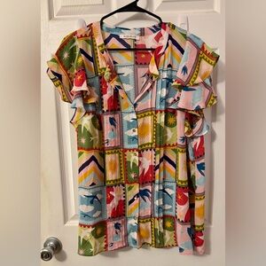 Rose & Olive Multicolor Abstract Blouse